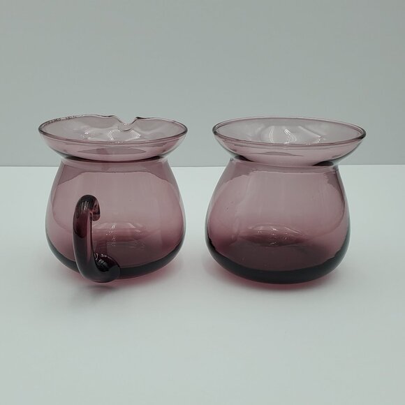 Amethyst Glass Sugar Bowl and Creamer Small Cranberry Creamer & Open Sugar Bowl - Picture 4 of 8